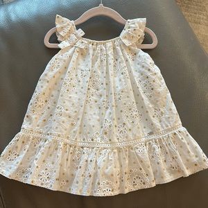 Mayoral eyelet cotton dress with gold sparkle dots